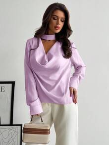 Firerie Áo sơ mi nữ tay dài bằng vải poplin thanh lịch, tinh tế, lấy cảm hứng từ phong cách cổ điển, tối giản, thích hợp cho ngày lễ tình nhân mùa xuân/hè. - Màu tím  Violet - Xem 4