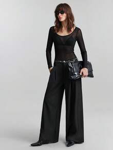 Ontre Bộ đồ liền thân nữ mới mùa Xuân/Hè 2026, phong cách thành thị sang trọng, tối giản và thoải mái, màu đen, cổ tròn rộng, tay dài, áo dệt kim nữ, trang phục mùa Xuân/Hè, đi học, công sở, trang phục đi làm, trang phục nữ mới mùa Xuân/Hè 2026, ngày Valentine, bộ đồ liền thân đa năng thanh lịch và đơn giản phong cách thành thị sang trọng. - màu đen - Xem 4