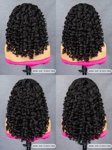 QUICK WEAR 9am Hair Store 即戴即用半假发，预造型卷发棒卷曲/蓬松直发，灵活贴合，三合一半假发，带抽绳，自然发际线，无缝设计，新手友好，即戴即用，无需胶水，真人发假发，预先拔毛发际线，180%密度，16-26英寸常规尺寸，自然色，未经加工的处女发，圣诞假发，真人发假发