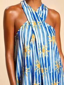 Travachic Women's Striped Print Casual Vacation Dress - Blue - View 6