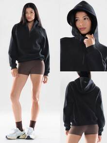 GLOWMODE Heavyweight Fleece Oversized Hoodie Jacket Thick Thermal Warm Winter - Black - View 7