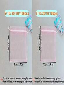 5/10/20/50/100个装 多色纱布袋 礼品包装 束口袋 派对婚礼回礼 首饰收纳袋 节日生日庆典装饰 家居用品 - 粉色 - 查看 7