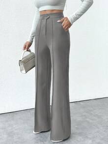 EURMUSE Pantalon de poche de petite taille pour femme, pantalon de costume d'affaires - Gris pâle - Voir 5