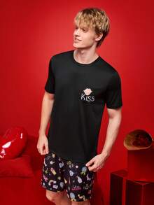 Notgurli Men's Cute & Funny Valentine's Day Print Pajama Set, Spring/Summer - Multicolor - View 3