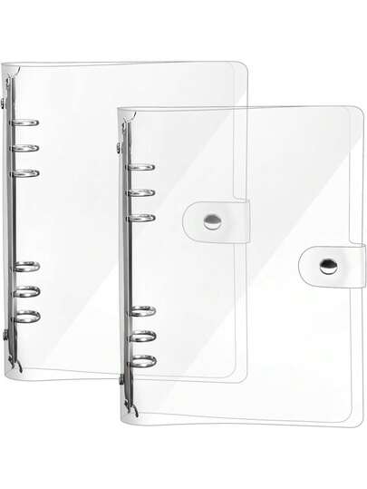 1pc Clear Loose-Leaf Notebook Cover A5 Size 6-Ring Binder Refillable Plastic PP Folder With Frosted Texture For School Office College Student Supplies, Multi-Purpose Organizer For Notes Paper Planning​