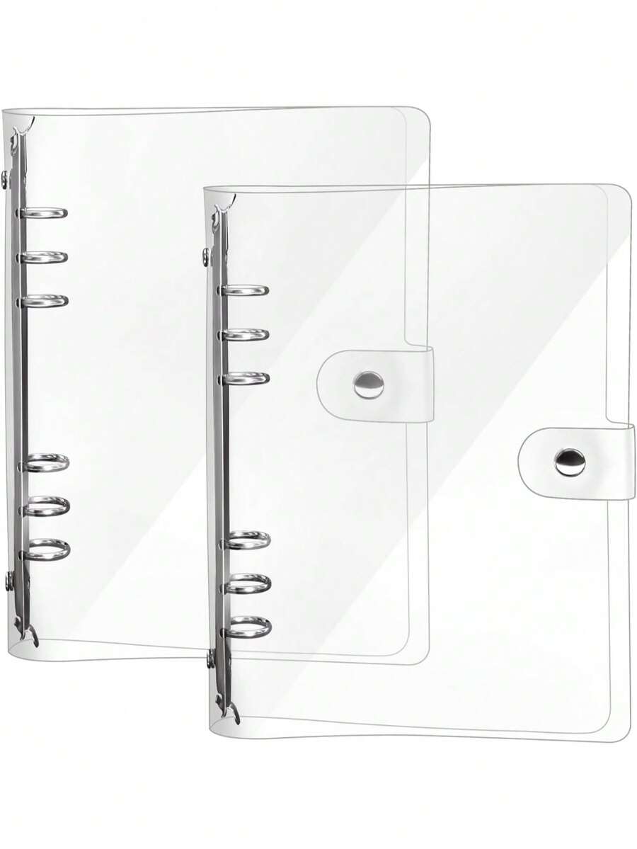 1个透明活页笔记本封面，A5尺寸，6孔活页夹，可替换内芯，磨砂质感塑料PP文件夹，适用于学校、办公室、大学学生用品，多用途笔记、纸张、计划本整理收纳 - 銀色 - 查看 1