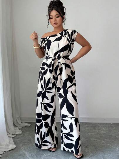 Elenzga 大码梭织印花夏季女式连体裤