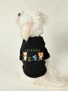 PETSIN 1 Pc Animal Letter Printed Pet Black Autumn And Winter Casual Sports Style Pet Clothing - Black - View 3