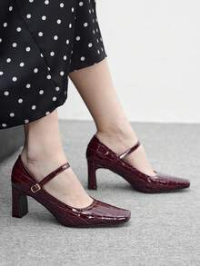 CUCCOO BIZCHIC 女士日常商务通勤和假日派对高跟鞋 - 酒紅色 - 查看 3