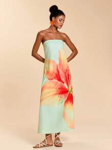 Travachic Women's Floral Print Elegant Strapless Vacation Dress - Multicolor - View 4