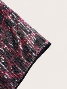 Firerie Women's Elegant Sexy Leopard Print Sequin Mini Skirt For Party - Red - View 4