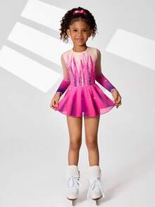 Multicolor Printed Fashion Activewear Jumpsuit For Young Girls, Designed For Dance, Ballet And Ice Skating. Made Of Soft Stretchy Fabric To Ensure Comfortable Movement And Performance. Stylish Design And Vibrant Colors Allow The Wearer To Stand Out In Various Activities, Balancing Fashion And Practicality, Suitable For Young Athletes' Daily Training And Performances. - Multicolor - View 6