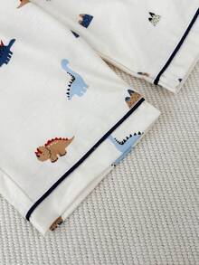 SHEIN 2件套男婴休闲可爱针织卡通恐龙图案长袖睡衣套装 - 彩色 - 查看 6