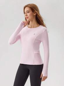 OutZeal 女士保暖户外T恤 粉色 日常休闲 保暖内衬 柔软舒适 长袖 圆领 侧袋 - 粉色 - 查看 8