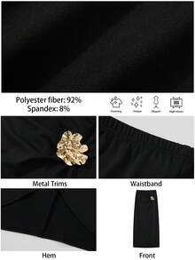 Maija Falda envolvente con decoración metálica elegante para mujer, otoño - Negro - Ver 2