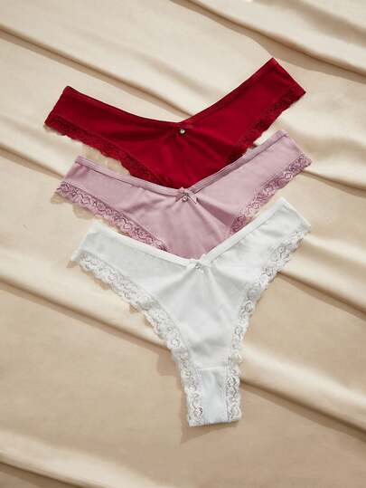 Charlaine 3条/包 女士简约舒适休闲性感浪漫丁字裤