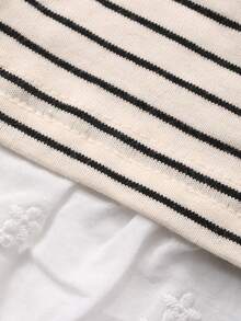 DAZY 女童圆领条纹长袖荷叶边休闲T恤 - 杏色 - 查看 6