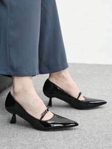 CUCCOO BIZCHIC Women's Pointed Toe Buckle Design Fashionable High Heels, Versatile For Daily Wear