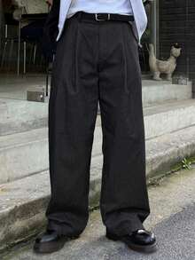 DAZY Fashionable Black Loose Fit Suit Pants For Men, Spring Commute - Black - View 1