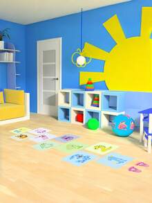 10pcs/Set Vibrant Plaid Digital Floor Decoration Sticker - Waterproof, Self-Adhesive, Removable, And Easy To Clean - Perfect For Jumping House, Classroom And Home Decor - Animal Numbers - View 5