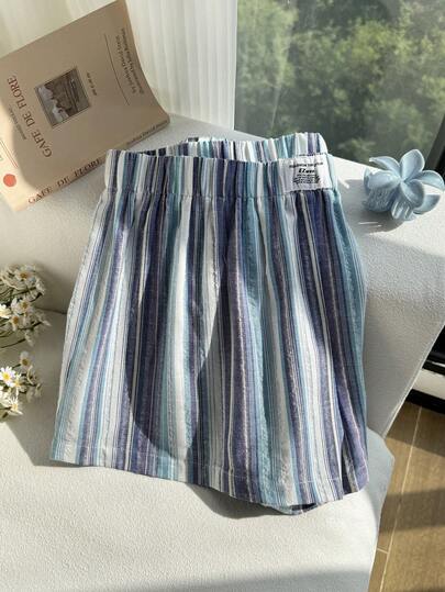 Comfortcana 大码复古棕色格子休闲短裤