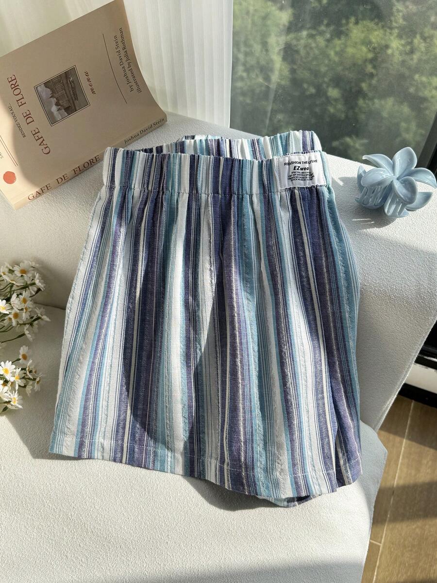 Comfortcana 大码复古棕色格子休闲短裤 - 彩色 - 查看 1