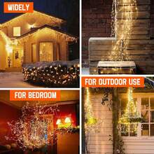 1 Dây đèn LED năng lượng mặt trời 100-200 bóng, đèn dây trang trí treo, đèn dây mây chống thấm nước ngoài trời với 8 chế độ chiếu sáng, thích hợp cho sân, vườn, hàng rào, đám cưới, tiệc Giáng sinh, ban công và nhiều dịp khác. - màu đen - Xem 7
