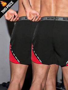 Manfinity Sport Corelite Men's Contrast Color Patchwork Letter Tape Sports Shorts