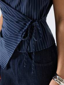 LYSMO Women's Minimalist Printed Sleeveless Round Neck Tank Top - Navy Blue - View 7