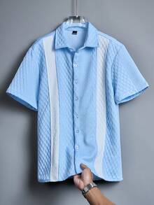 Manfinity CasualCool Áo sơ mi nam tay ngắn cổ bẻ dáng suông, đa năng, thích hợp cho đi làm và đi chơi. - Rửa nhẹ - Xem 5