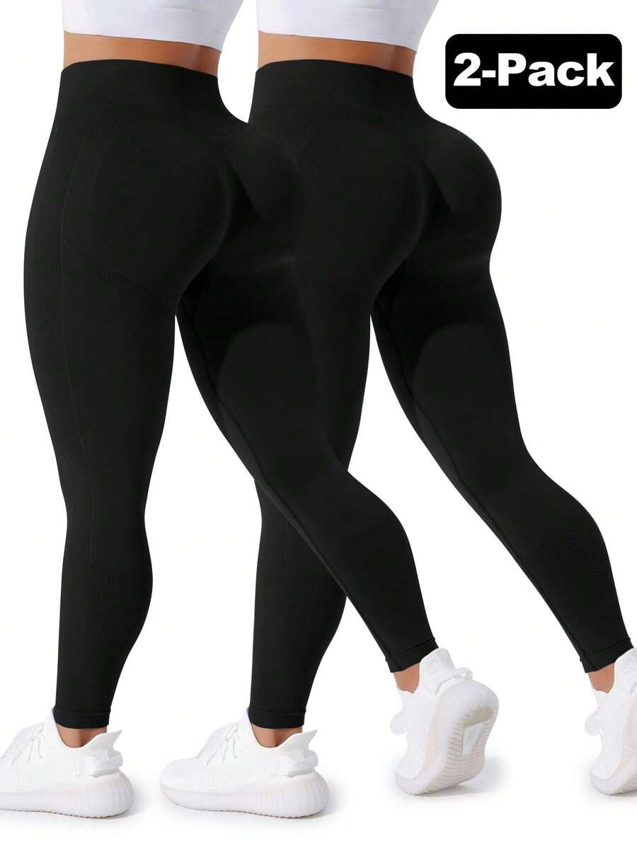 Velisys Seamless High Elasticity Sports Fitness Leggings, Black Tight Yoga Pants - Black - View 1