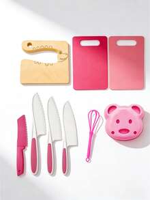 1 set Juego de utensilios de cocina para niños con cuchillo funcional de diseño práctico para desarrollar habilidades manuales y de aprendizaje temprano. Juguetes educativos para la vida práctica y tiempo de cocina familiar. Ideas de regalo navideño y relleno de calcetines para niños. - Multicolor - Ver 6