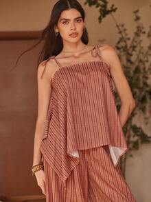 Lullawish 女士波西米亚几何印花吊带宽松不对称舒适睡衣套装 - 彩色 - 查看 4