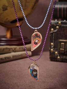 HARRY POTTER X SHEIN 一套锌合金卡通图案串珠项链，饰有彩绘小星星和亮片，奢华小众风格，适合情侣、派对、音乐会、节日等场合佩戴。 - 金色 - 查看 1
