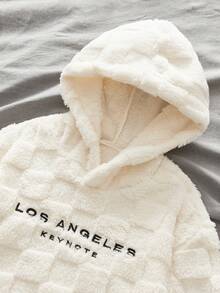 Manfinity BRENVOR Men Letter Embroidery Hooded Fashion Long Sleeve Going Out Teddy Sweatshirt, Friends, For Fall Winter, Couple Things