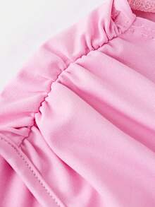 SHEIN Tween女孩 嬰兒粉色不對稱領口短版素色休閒背心上衣 可愛女童服飾 - 淺粉色 - 查看 9