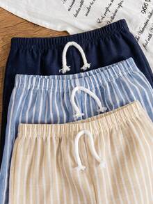 SHEIN Playful Pals 3pcs/Set Baby Boys' Casual Khaki Striped Shorts Set, Summer, Black & White Stripe, Solid Color Shorts, Summer Essentials For Daily Wear, Vacation & Outings, Baby Clothes Baby Boys Outfit,Baby Summer Shorts Baby Boy Shorts Pack 3 Piece Baby Boy Shorts Toddler Striped Shorts Boys Checkered Shorts Baby Boy Striped Shorts Toddler Striped Shorts Baby Boy Plain Shorts - Multicolor - View 6