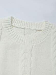 Franclia Fashionable Lazy 3D Twist Floral Pattern Cropped Sleeveless Knit Tank Top, Spring/Summer - White - View 6