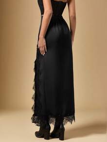 Briarwyn 2026新款夏季女装高腰纯色修身休闲长裙，情人节女士礼物，优雅黑色半身裙，夏季假期，春季女装，情人节，女士情人节礼物 - 黑色 - 查看 4