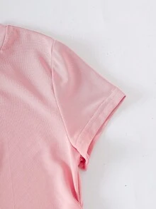 Sparklyn Set da 5 magliette casual a maniche corte con arricciatura in vita, adatte per ragazze pre-adolescenti, versatili per primavera/estate - Multicolore - Visualizzare 6