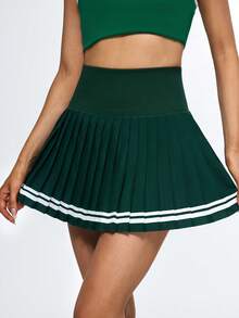 Eassivo Eassivo Randig grön tenniskjol med veckad passform för kvinnor - Grön - Visa 3
