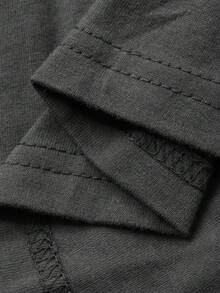 DAZY 男士春季刺绣字母印花圆领T恤，深灰色 - 灰色 - 查看 8