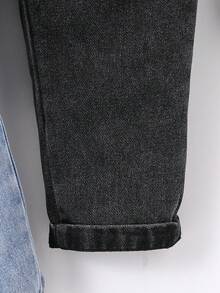 SHEIN Vintaside Kids 男婴 2 件套时尚潮流长牛仔裤，适合居家、户外和露营，秋冬季 - 彩色 - 查看 3