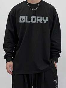 DAZY Men's Distressed Letter Print Black T-Shirt, Autumn - Black - View 7