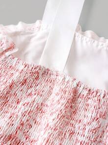 SHEIN Vestido de tirantes con estampado de mariposa, elegante y dulce, para niña preadolescente - Rosa Fucsia - Ver 5