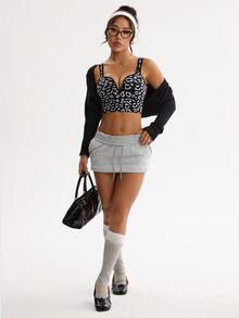 Dewbera 无缝豹纹运动文胸吊带衫 - 黑與白 - 查看 4