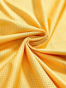 ROMWE Avant Kaos Lengan Pendek Kasual Musim Panas Gaya Y2K dengan Motif Bibir & Hati untuk Wanita - Kuning - View 4