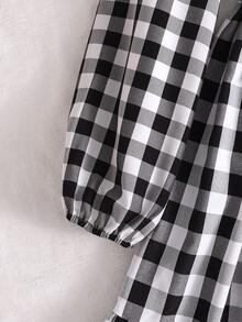 Đầm dài tay cổ tròn kẻ caro dành cho thiếu nữ - Đen và trắng - Xem 6