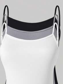 3pcs/Set Casual Camisole Knit Top, Versatile Undershirt For Teens & Women, All Season - Multicolor - View 4