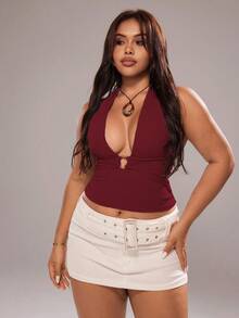 Rustia American Style Sexy Street Chic Spaghetti Strap Camisole Top For Women, Versatile - Burgundy - View 5